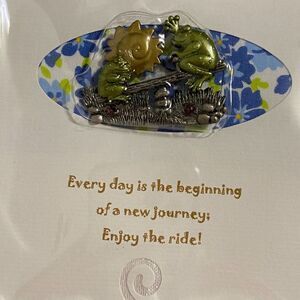 Vintage Patricia Darling Dash Enamel FROGS‎ On Seesaw Pewter Pin Brooch